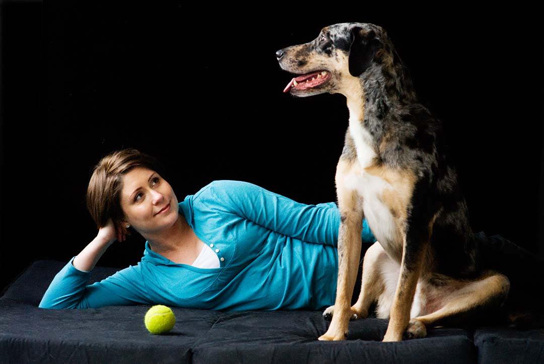 Personal branding portrait woman and dog, pet care